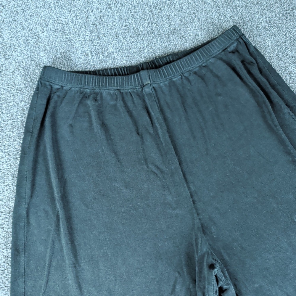 Chico's Travelers Size 1 Women Black Wide Leg Cropped Elastic Waist Pants Slit‎ - Picture 3 of 11